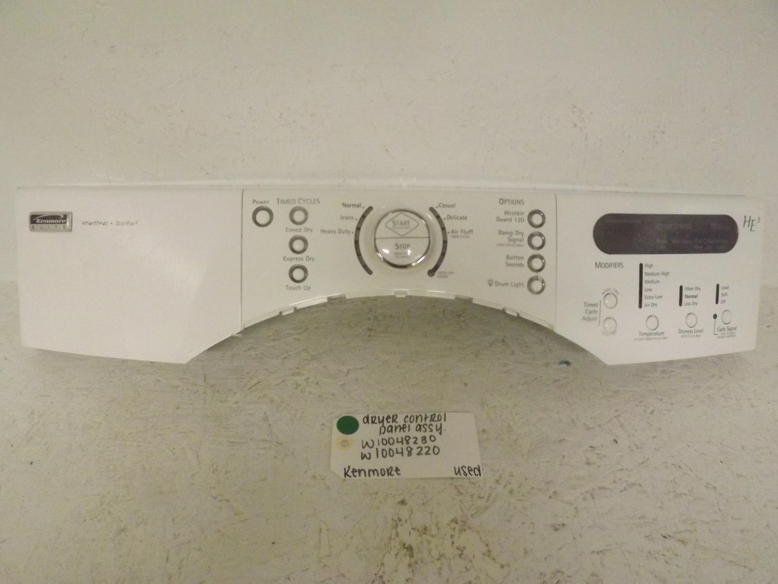 Kenmore Dryer W10048280 W10048220 Control Panel Assembly Used Kenmore Dryer W10048280 W10048220 Control Panel Assembly Used
